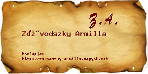 Závodszky Armilla névjegykártya